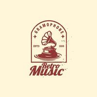 gramophone retro vintage badge grunge logo graphic vector