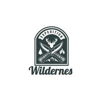 wilderness knife vintage badge logo design illustration vector