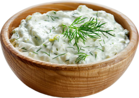 Bowl of Fresh Tzatziki Sauce with Herbs. png