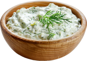 Schüssel von frisch Tzatziki Soße mit Kräuter. png