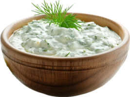 Schüssel von frisch Tzatziki Soße mit Kräuter. png