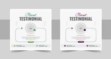 Customer feedback testimonial social media post web banner template. client testimonials social media post banner design template layout vector