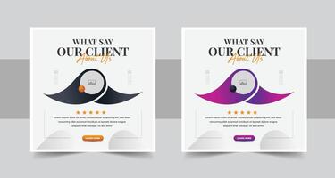 client feedback social media post banner set. Customer feedback testimonial social media post web banner template. client testimonials social media post banner design vector