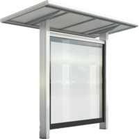 Modern Bus Stop Shelter with Glass Panels. png