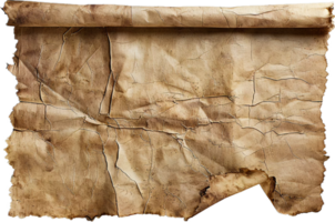 Aged Crumpled Paper with Stains and Wrinkles. png