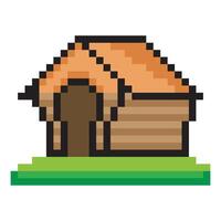 Dog house with pixel art design vector