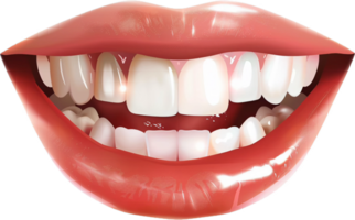 Close-up of Smiling Mouth with White Teeth. png