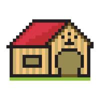 Dog house with pixel art design vector