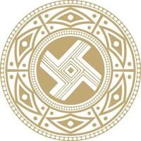 nativo americano redondo oro modelo. geométrico formas en un círculo. nacional ornamento de el pueblos de America, maya, aztecas, incas vector