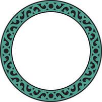 Yakut round turquoise frame. Ornamental circle of the northern peoples of the tundra. vector