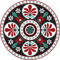 colored classic Greek round ornament. Circle of Ancient Greece and the Roman Empire. Byzantine painting of walls, floors and ceilings. Decoration of European palaces. vector