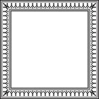 monochrome black square Yakut ornament. An endless rectangular border, a frame of the northern peoples of the Far East. vector