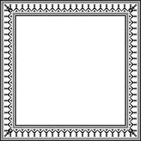 monochrome black square Yakut ornament. An endless rectangular border, a frame of the northern peoples of the Far East. vector