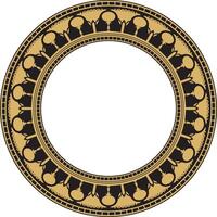 golden round Egyptian border. Circle ornament of ancient Africa. Pattern of lotus flowers and sun. vector