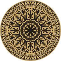 gold round classical ornament of Ancient Greece and Roman Empire. Circle, Arabesque, Byzantine pattern. vector