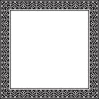 square black monochrome border, frame, Pompeii. Rectangle Neopolitan ornament. Art of Ancient Rome. Template for stained glass vector