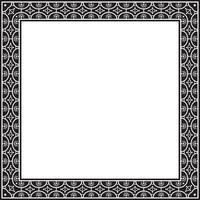 square black monochrome border, frame, Pompeii. Rectangle Neopolitan ornament. Art of Ancient Rome. Template for stained glass vector