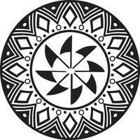 Native American round monochrome pattern. Geometric shapes in a circle. National ornament of the peoples of America, Maya, Aztecs, Incas. vector