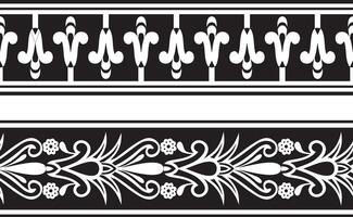 set of two monochrome seamless Egyptian border. Endless Ornaments of Ancient Egypt. Geometric African frame. Suitable for sandblasting, laser and plotter cutting. vector