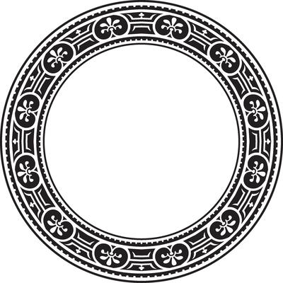 round black monochrome border, frame, Pompeii ring. Circle Neopolitan ornament. Art of Ancient Rome.