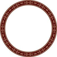 golden and red round Yakut ornament. Endless circle, border, frame of the northern peoples of the Far East. vector