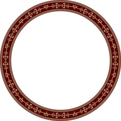 golden and red round Yakut ornament. Endless circle, border, frame of the northern peoples of the Far East.