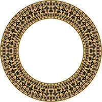 golden round ornament of ancient Egypt. Circle Border, frame in pyramids vector