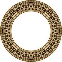 golden round ornament of ancient Egypt. Circle Border, frame in pyramids vector