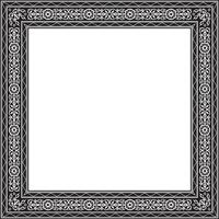 monochrome black square Yakut ornament. An endless rectangular border, a frame of the northern peoples of the Far East. vector