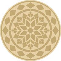 gold round pattern Mosaic circle, geometric ornament. Sketchy flower. vector