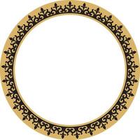 gold and black Kazakh national round pattern, frame. Ethnic ornament of the nomadic peoples of Asia, the Great Steppe, Kazakhs, Kirghiz, Kalmyks, Mongols, Buryats, Turkmens vector