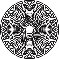 Native American round monochrome pattern. Geometric shapes in a circle. National ornament of the peoples of America, Maya, Aztecs, Incas. vector