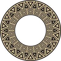 nativo americano redondo oro con negro modelo. geométrico formas en un círculo. nacional ornamento de el pueblos de America, maya, aztecas, incas vector
