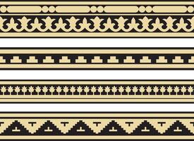 set of gold and black seamless classic byzantine ornament. Endless border, Ancient Greece, Eastern Roman Empire frame. Decoration of the Russian Orthodox Church. vector