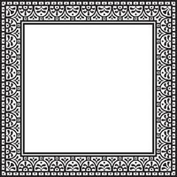 square black monochrome border, frame, Pompeii. Rectangle Neopolitan ornament. Art of Ancient Rome. Template for stained glass vector