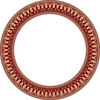 gold and red round classic Greek meander ornament. Pattern, circle of Ancient Greece. Border, frame, ring of the Roman Empire. vector
