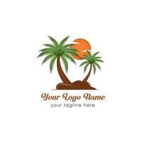 Coconut Tree Logo Design Summer Beach Plant Palm Tree vector