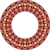 golden and red round Egyptian ornament. Endless Circle, Ring of Ancient Egypt. Geometric African frame. vector