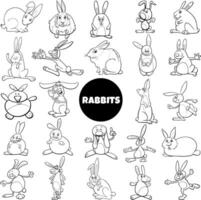 gracioso dibujos animados conejos animal caracteres grande conjunto colorante página vector
