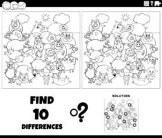 diferencias actividad con dibujos animados cerdos grupo colorante página vector