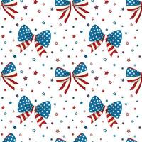 American patriotic bow seamless pattern for Independence day celebration. Isolated on white background. 4th of July holiday decor vector