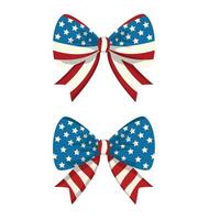 4th of July bows illustration isolated on white background. Patriotic Bow Coquette vector