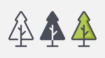 Flat forest trees icons, garden or park landscape elements. vector