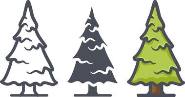 Flat forest trees icons, garden or park landscape elements. vector