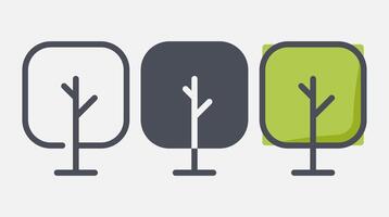 Flat forest trees icons, garden or park landscape elements. vector