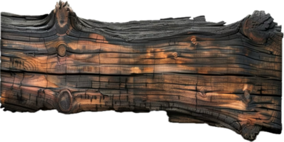 verbrand houten plank met verkoold textuur. png