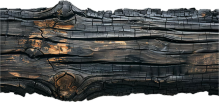 Burnt Wooden Plank with Charred Texture. png