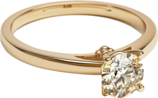 Gold Engagement Ring with Diamond Solitaire. png