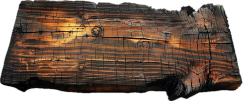 Burnt Wooden Plank with Charred Texture. png