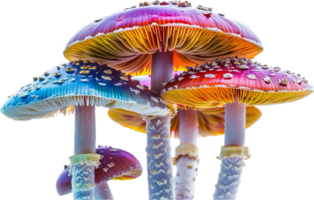 colorida brilhando cogumelos dentro abstrato arte. png